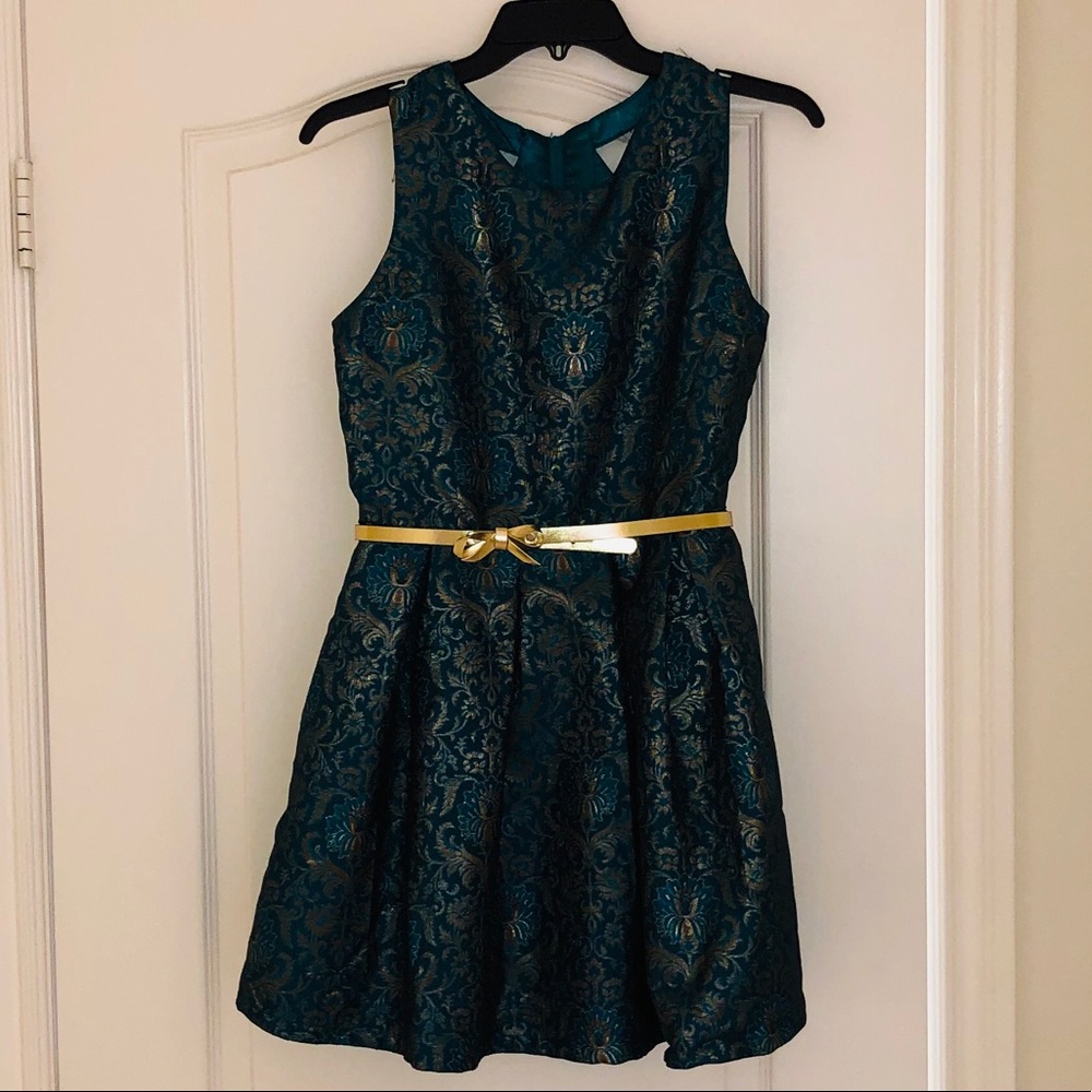 Children’s Place Emerald Green and Gold Dress; New